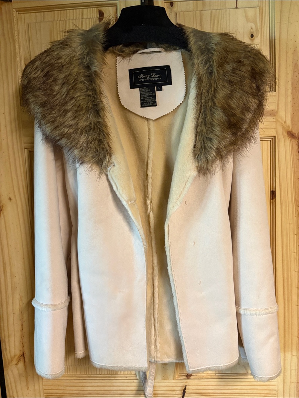 Terry Lewis Classic Luxuries Cream Teddy Jacket with Faux Fur Collar